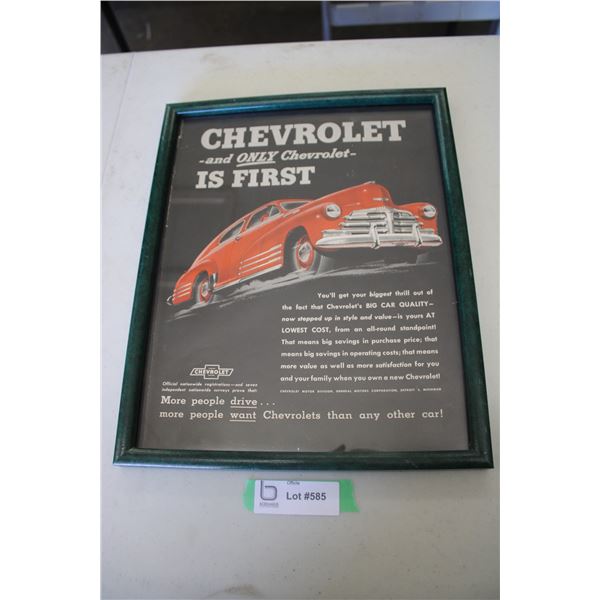 Framed Advertisement - Chevrolet is First