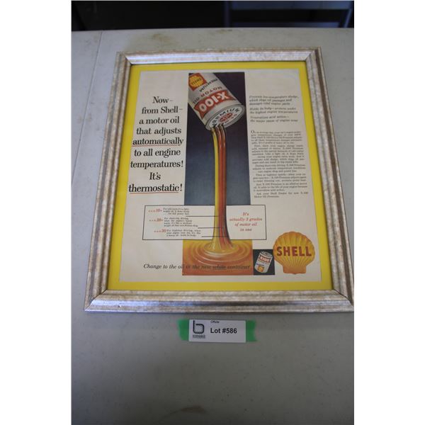 Framed Advertisement - Shell X-100 Oil