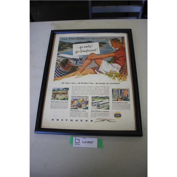 Framed Advertisement - Greyhound Bus