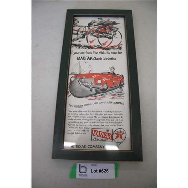 Texaco Marfak Lubrication framed advertisement