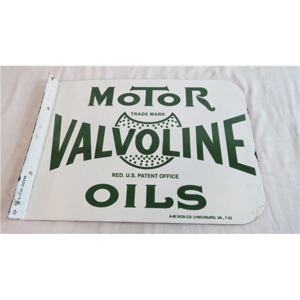 Valvoline Motor Oil Flanged Porcelain Sign - Double sided - 16x12 (fantasy?)