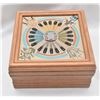 Image 1 : Navajo Sand Painted Lidded Wood Box, Gloria Nez