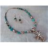 Image 3 : Silver Cross & Turquoise Nugget Choker, Earrings