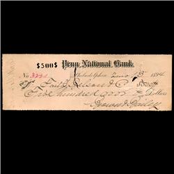 1894 Bank of Ellicottville Cashiers Check EST: $50 - $250 (COI-3268)