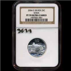 2004 US Silver Iowa Quarter Coin  PR70 GEM EST: $50 - $400 (COI-3619)