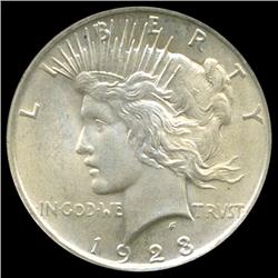 1923 Peace Dollar Gem Unc Graded EST: $250 - $1000 (COI-3789)