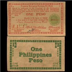 1944 Philippines WW2 1 Peso Guerrilla Note EST: $30 - $150 (COI-3885)