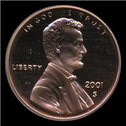 2001S US Lincoln Proof Cent Coin Graded PR70 DCAM Red EST: $100 - $1000 (COI-4192)