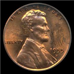 1955D US Lincoln Cent Coin ICG MS66 Red EST: $150 - $500 (COI-4235)