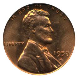 1959D US Lincoln Cent Coin Graded MS67 Red EST: $500 - $2500 (COI-4249)
