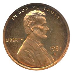 1981S PROOF Type 2 Lincoln Cent Coin Graded PR68 DCAM Red EST: $300 - $1000 (COI-4279)