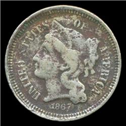 1867 3 Cent Nickel Circulated EST: $30 - $150 (COI-4336)