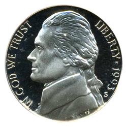 1993S Jefferson Nickel PROOF Graded PR70 DCAM EST: $50 - $500 (COI-4441)