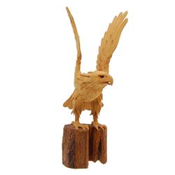 Handformed Teak Eagle on Stump (CLB-385)