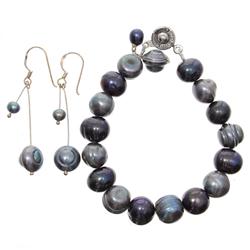 Saltwater Barock Black South Sea Pearl Bracelet (JEW-315)