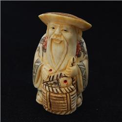 Antique Pre-Ban Wise Man Ivory Netsuke  (ANT-717)