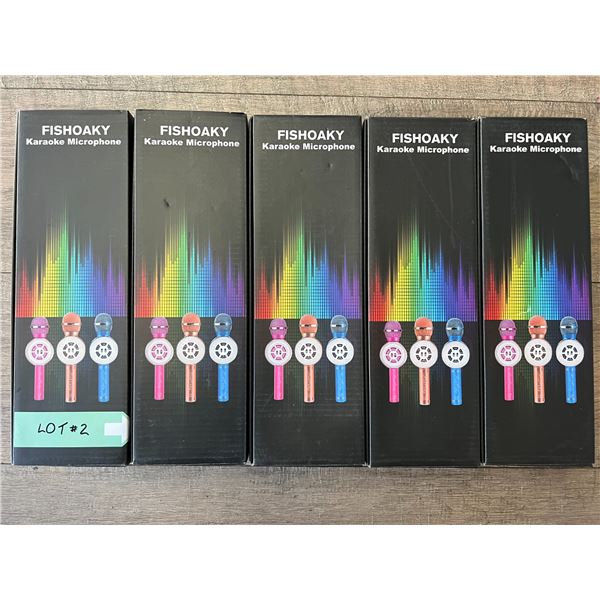 *NEW* Lot Of 5 Fishokay Wireless Karaoke Microphones