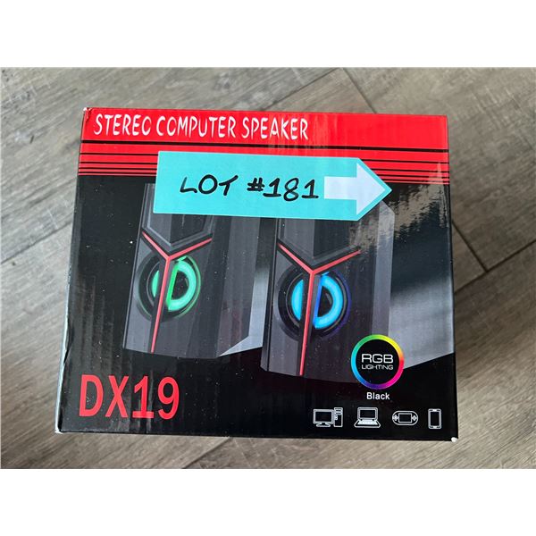 *NEW* Lot Of 1 Pair Of RGB Stereo Computer Speakers