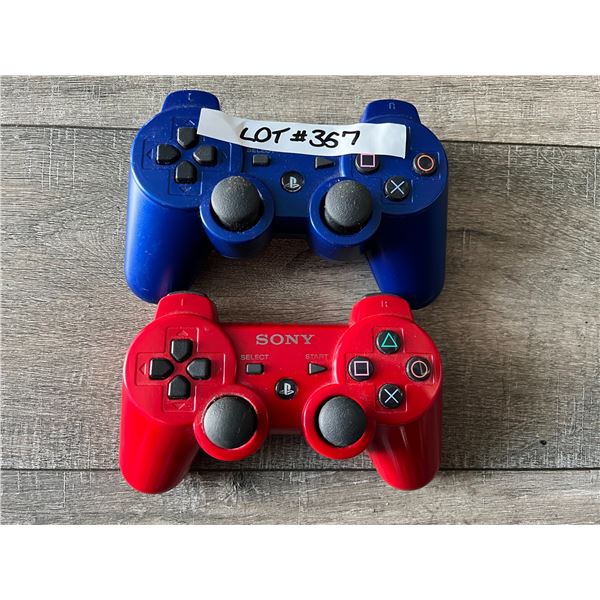 *USED* Lot Of 2 Red & Blue Wireless PlayStation 3 Controllers - Untested As Is