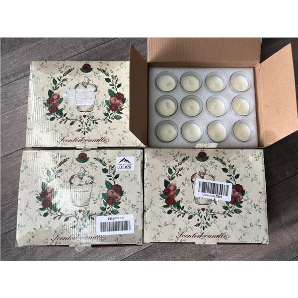 *NEW* Lot Of 4 Boxes Of Scented Candles - 12 Per Box