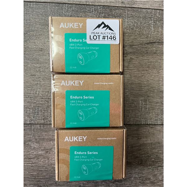 *NEW* Lot Of 3 Aukey 48W Fast Chargers For Cars