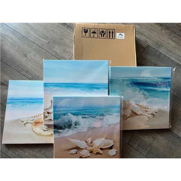 *NEW* Lot of 1 Set of 4pcs Ocean Wall Art Canvases