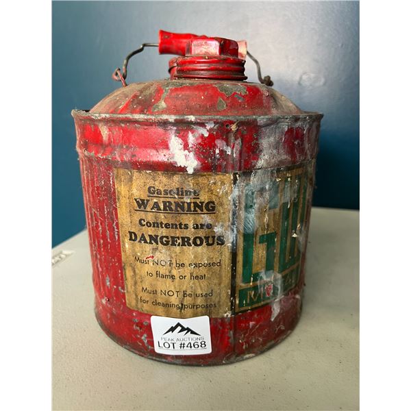 *USED* Lot of 1 Vintage Red Galvanized Steel 1.5L US Gallon Gas Can -GW Metal