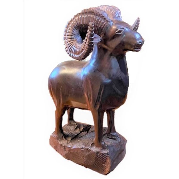 Wooden Sculpture - Big Horn Sheep