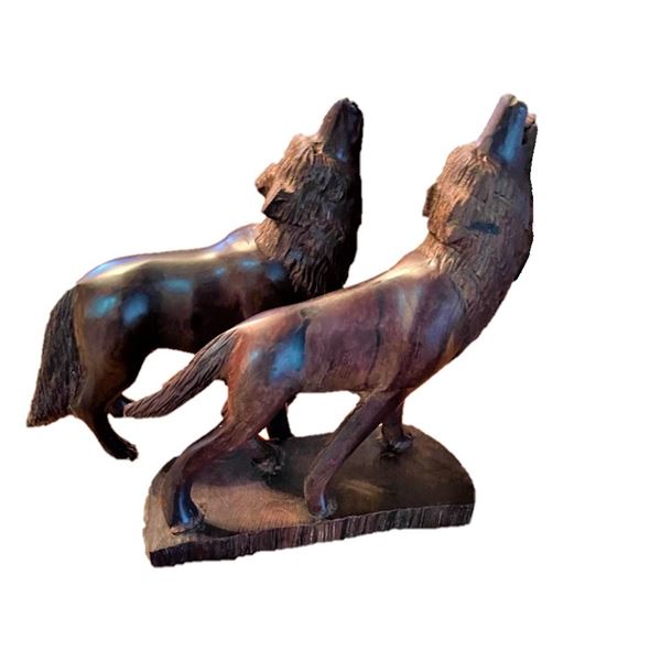 Wooden Sculpture - Coyotes