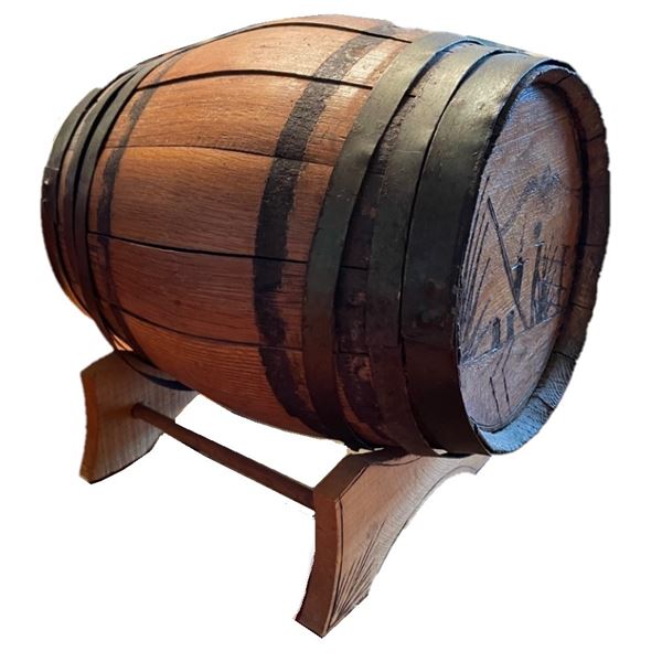 Decorative Barrel on Stand, Approximately 12  length