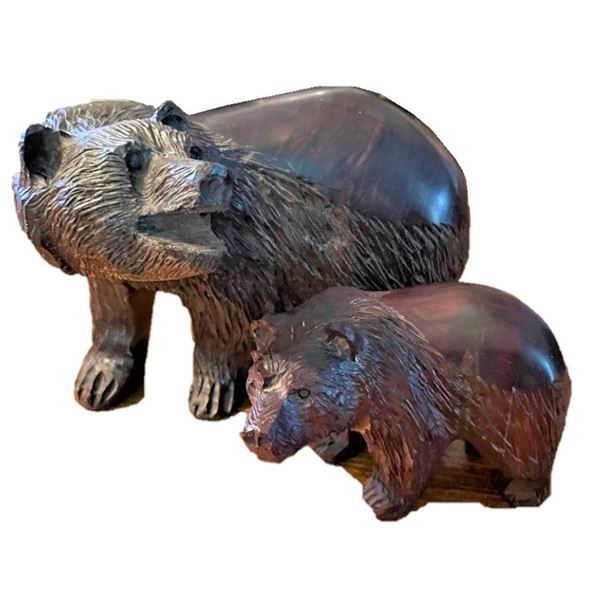 Wood Sculpture - Bears