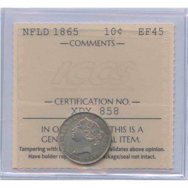 1865 Newfoundland Ten Cents