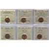 Image 1 : One Cents - Lot of 6 ICCS Graded Coins