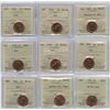 Image 1 : One Cents - Lot of 9 ICCS Graded Coins