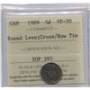 Image 1 : 1909 Five Cents - Round Leaves; Cross/Bow Tie