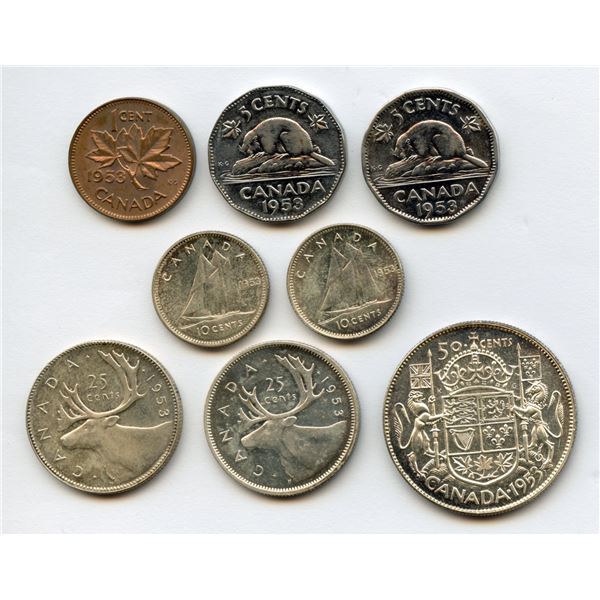 1953 Canada Coins - Lot of 8