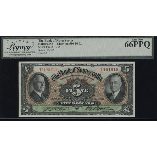 Bank of Nova Scotia $5, 1935