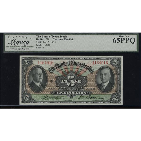 Bank of Nova Scotia $5, 1935