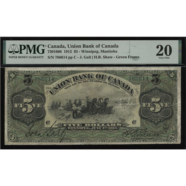 Union Bank of Canada $5, 1912