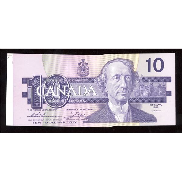 Bank of Canada $10, 1989 - Folding & Cutting Error