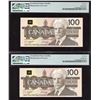 Image 2 : Bank of Canada $100, 1988 - 2 Consecutive Mismatched Serial Number Errors