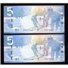 Image 1 : Bank of Canada $5, 2008 - Missing Serial Number Consecutive Pair