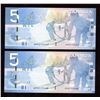 Image 2 : Bank of Canada $5, 2008 - Missing Serial Number Consecutive Pair