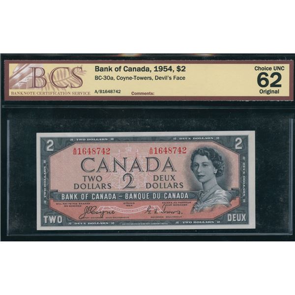 Bank of Canada $2, 1954 - Devil's Face