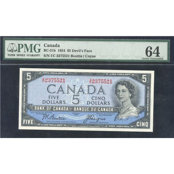 Bank of Canada $5, 1954 - Devil's Face - Changeover Prefix