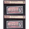 Image 1 : Bank of Canada $2, 1954 - Lot of 2 Consecutive Test Notes