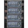 Image 1 : Bank of Canada $5, 1954 - Lot of 4 Consecutive Replacements