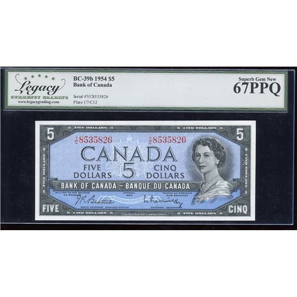 Bank of Canada $5, 1954 - Superb Gem Changeover Prefix