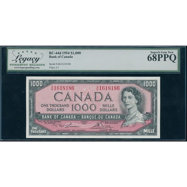 Bank of Canada $1000, 1954 - Superb Gem