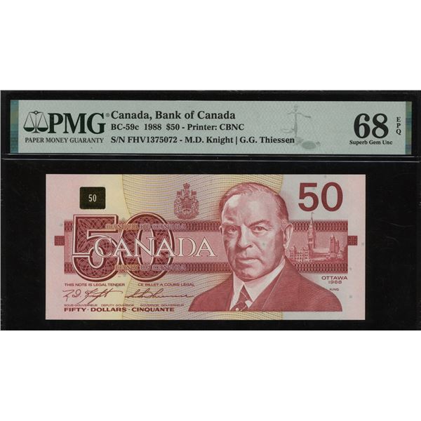 Bank of Canada $50, 1988 - Tied for Highest Grade